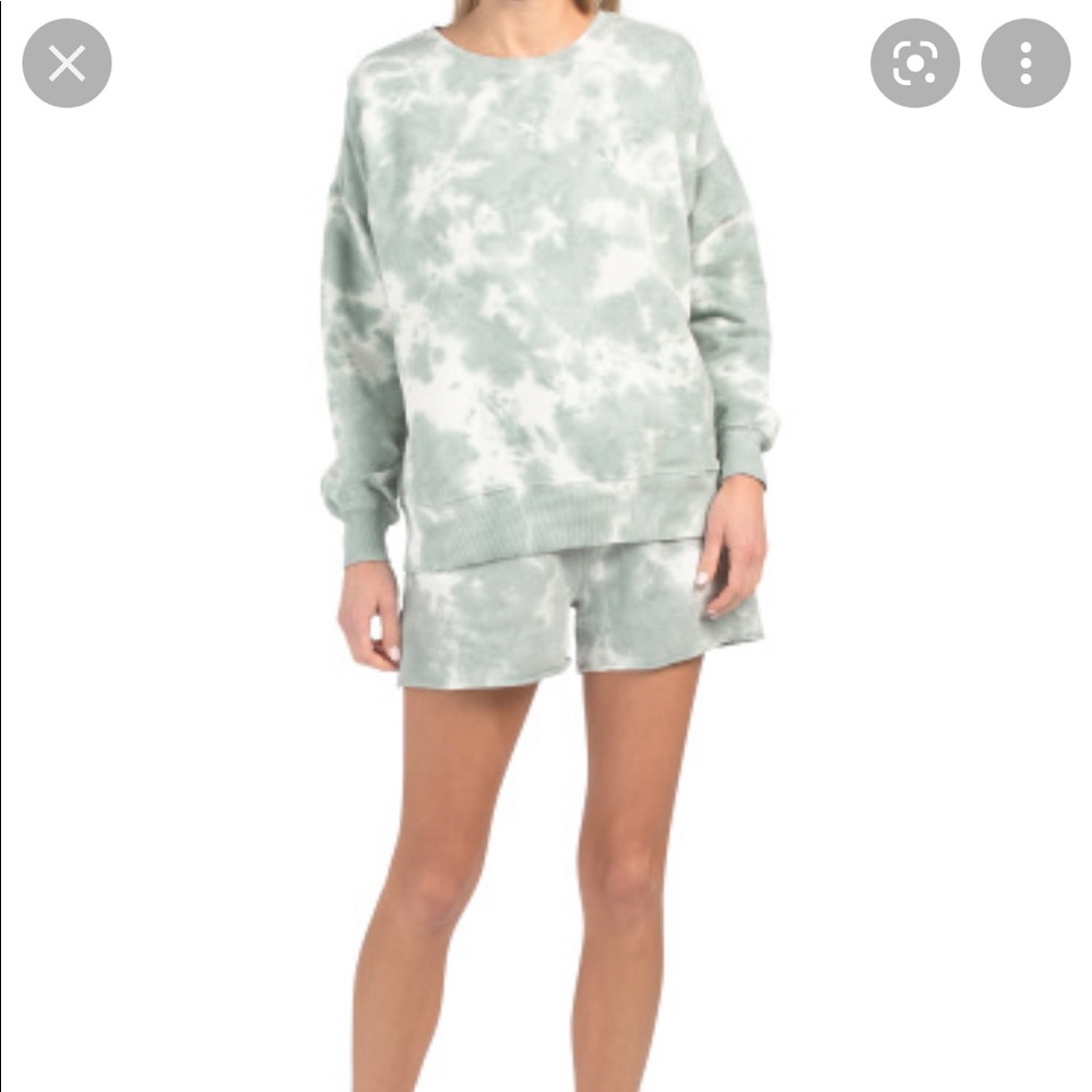 AR-33 Sage Cloud Tie Dye Pullover Top, Size XS, Sage/white